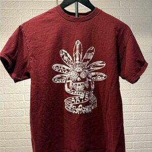 Gildan Red Short Sleeve Tee with Bold Graphic